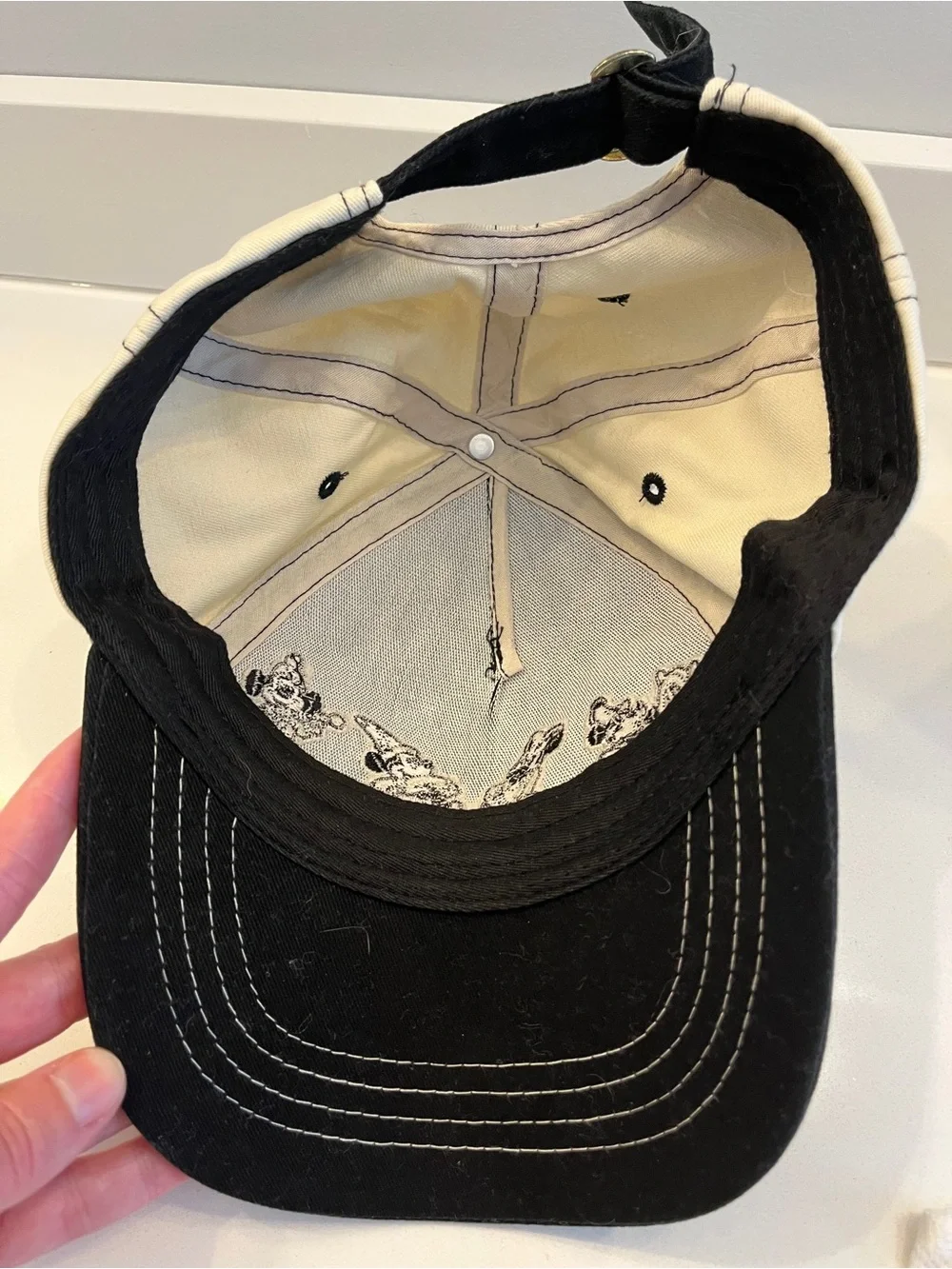 Men’s Mickey Mouse  Black and Cream Baseball Cap - Authentic & Original